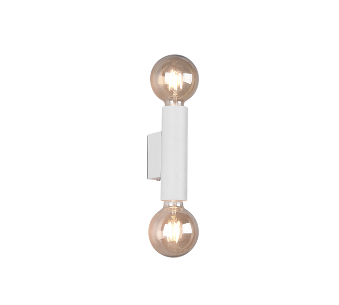 Applique Interno a Parete Cilindro Doppia Luce Bianco Vannes GD Trio