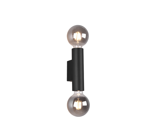 Applique Interno a Parete Cilindro Doppia Luce Nero Vannes GD Trio