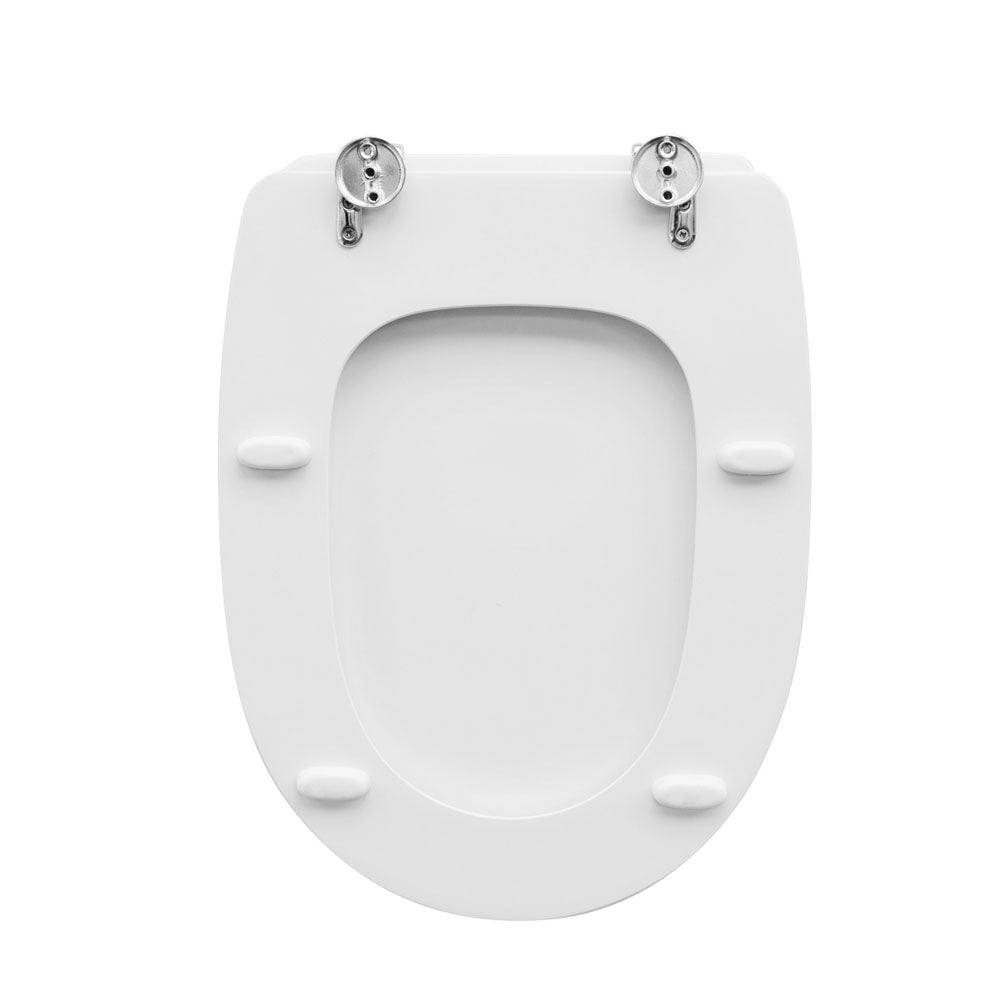 Sedile wc bianco per Azzurra vaso Pratica larghezza 35,4 cm cerniere regolabili