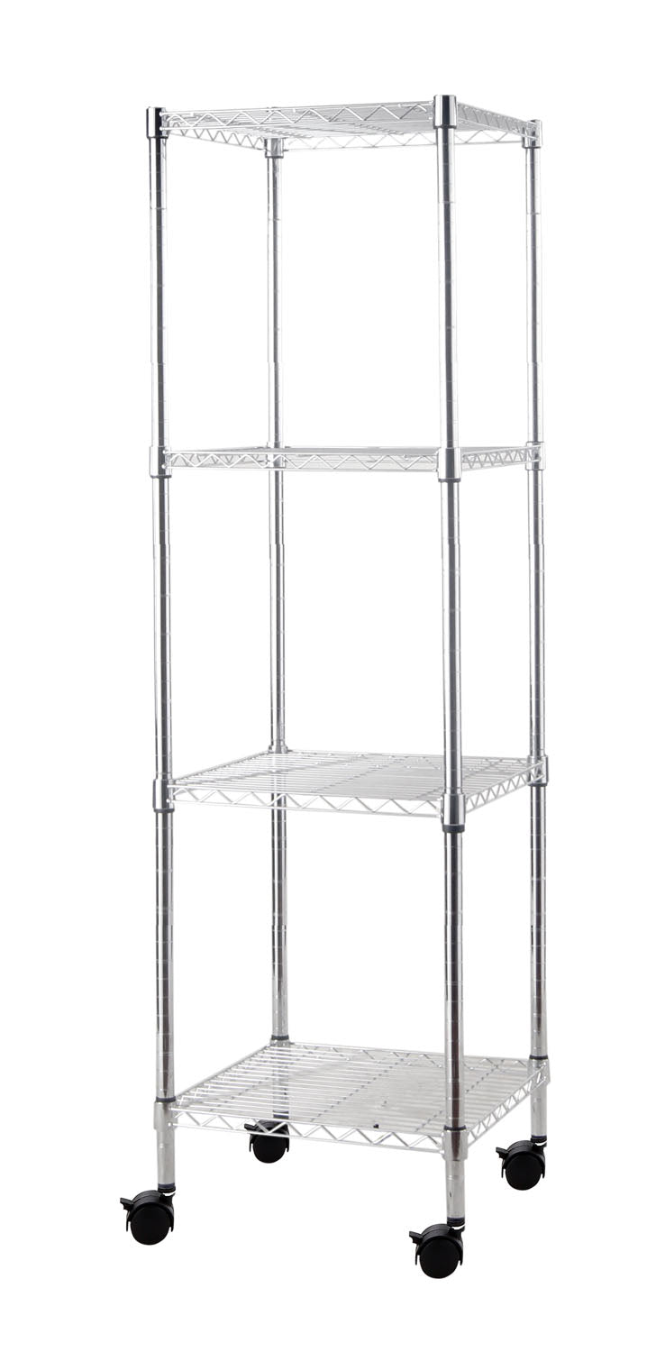 SCAFFALE CON RU0TE BRIXO MANHATTAN 4 PIANI IN ACCIAIO CROMATO 35x35x120H Cm