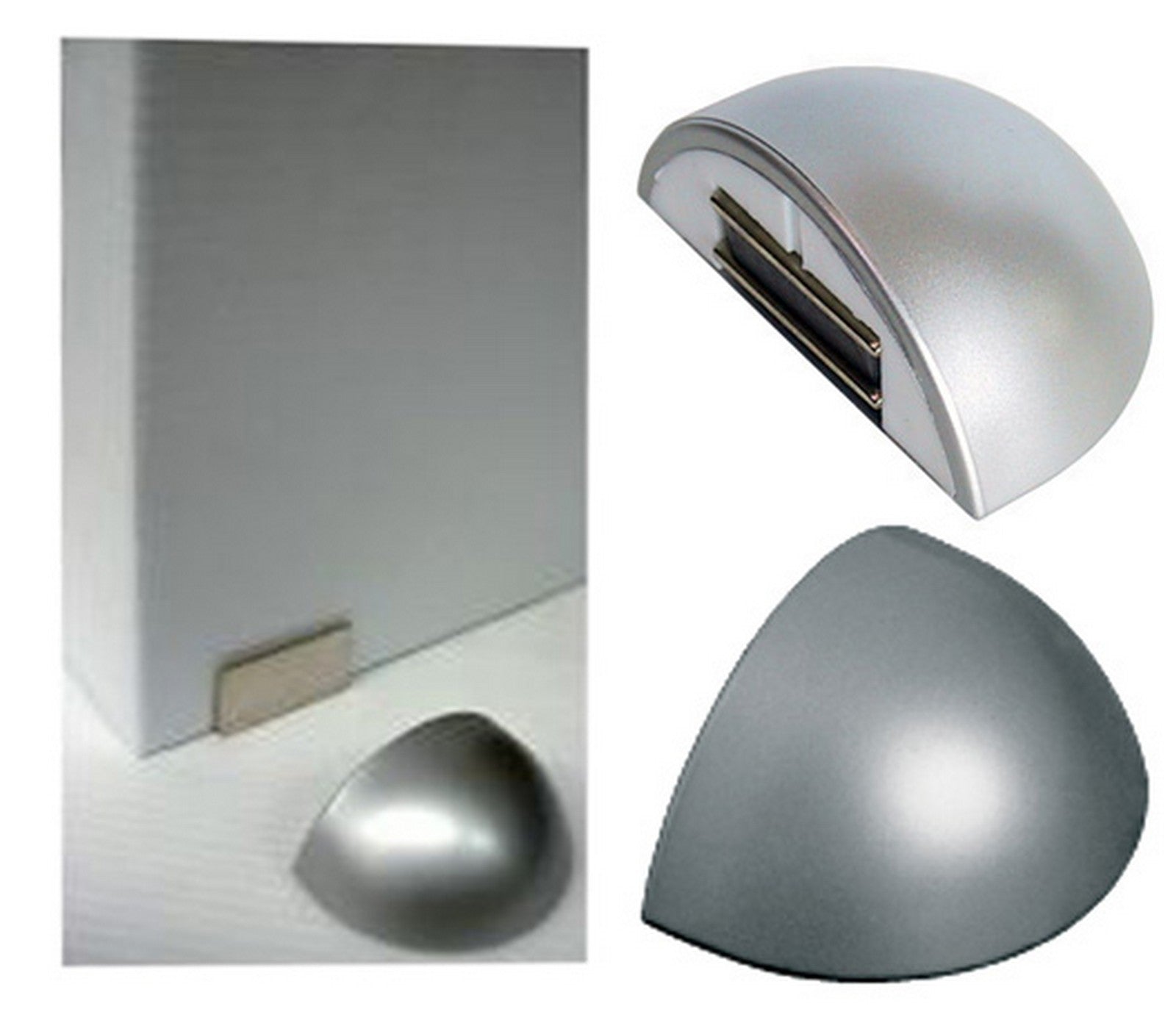 10Pz Fermaporte Magnetico Con Biadesivo Alluminio