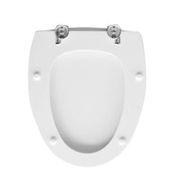 Sedile wc legno bianco per Dolomite vaso Novella larghezza 36 cm cerniere regolabili