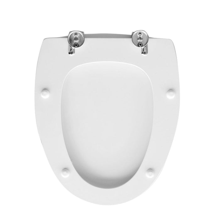 Sedile wc legno bianco per Dolomite vaso Novella larghezza 36 cm cerniere regolabili