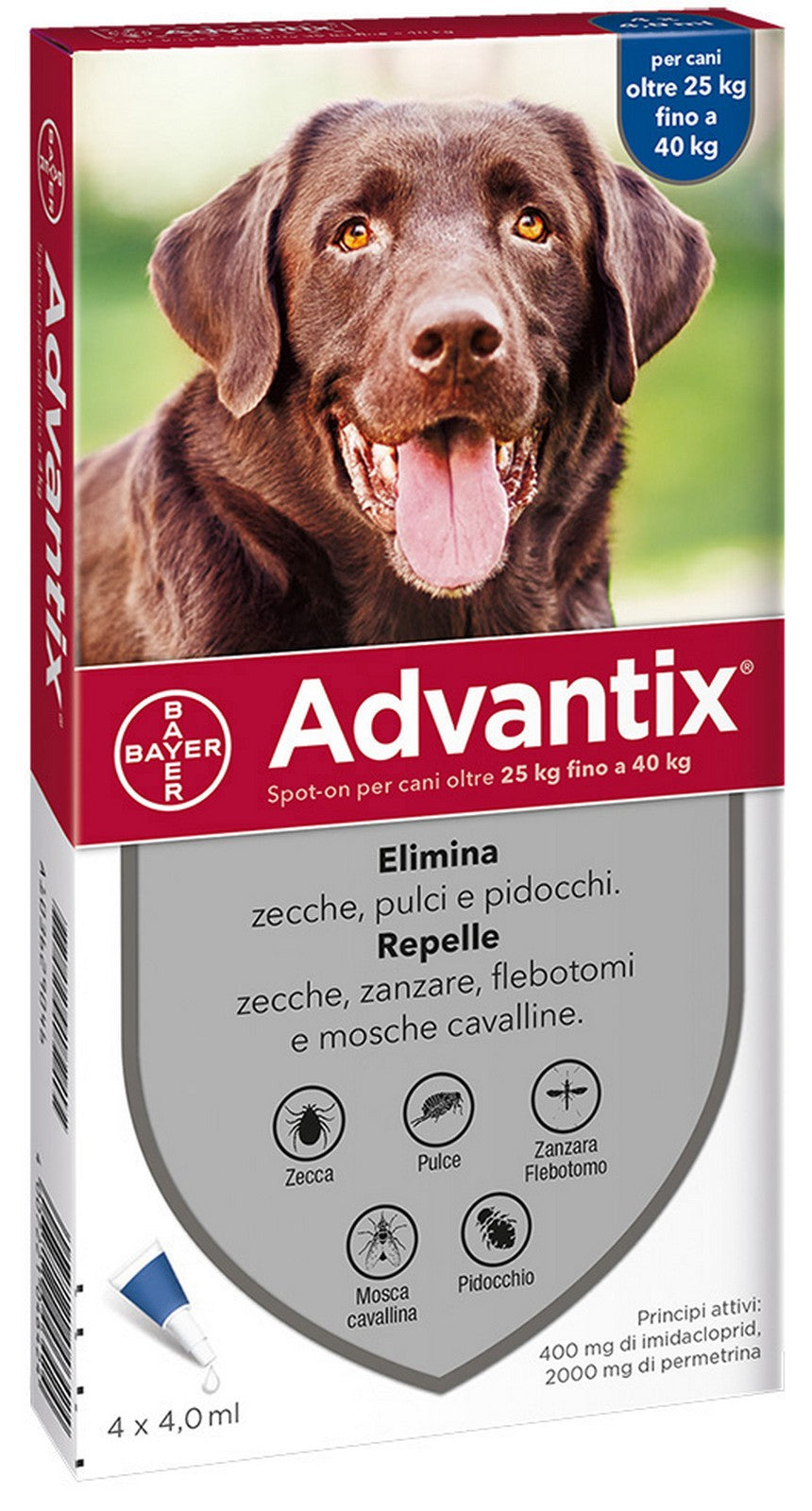 Bayer Advantix Spot On 4 Pipette Cani Kg. 25-40