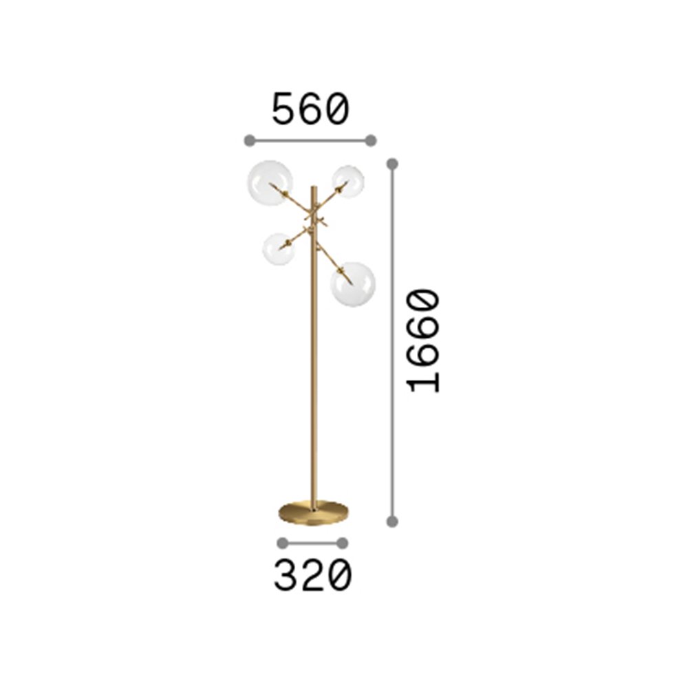 Piantana Contemporanea Equinoxe Metallo Cromo 4 Luci 2W 3000K Luce Calda