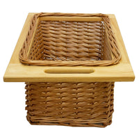 Cestelli Estraibili in Vimini per Cucina Cassetti Organizzazione Credenza Cesto in Vimini con Telaio e Binari in Legno di Faggio per Dispensa da 40cm Organizza Unità 40 cm con Viti GRATIS - 1 Cesto