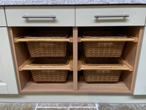 Cestelli Estraibili in Vimini per Cucina Cassetti Organizzazione Credenza Cesto in Vimini con Telaio e Binari in Legno di Faggio per Dispensa da 40cm Organizza Unità 40 cm con Viti GRATIS - 1 Cesto