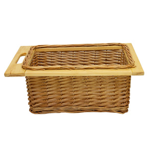 Cestelli Estraibili in Vimini per Cucina Cassetti Organizzazione Credenza Cesto in Vimini con Telaio e Binari in Legno di Faggio per Dispensa da 40cm Organizza Unità 40 cm con Viti GRATIS - 1 Cesto