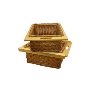 Cestelli Estraibili in Vimini per Cucina Cassetti Organizzazione Credenza Cesto in Vimini con Telaio e Binari in Legno di Faggio per Dispensa da 50cm Organizza Unità 50 cm con Viti GRATIS - 2 Cesti