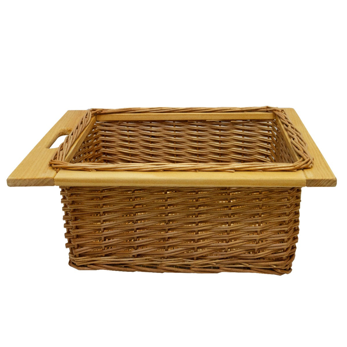 Cestelli Estraibili in Vimini per Cucina Cassetti Organizzazione Credenza Cesto in Vimini con Telaio e Binari in Legno di Faggio per Dispensa da 50cm Organizza Unità 50 cm con Viti GRATIS - 2 Cesti