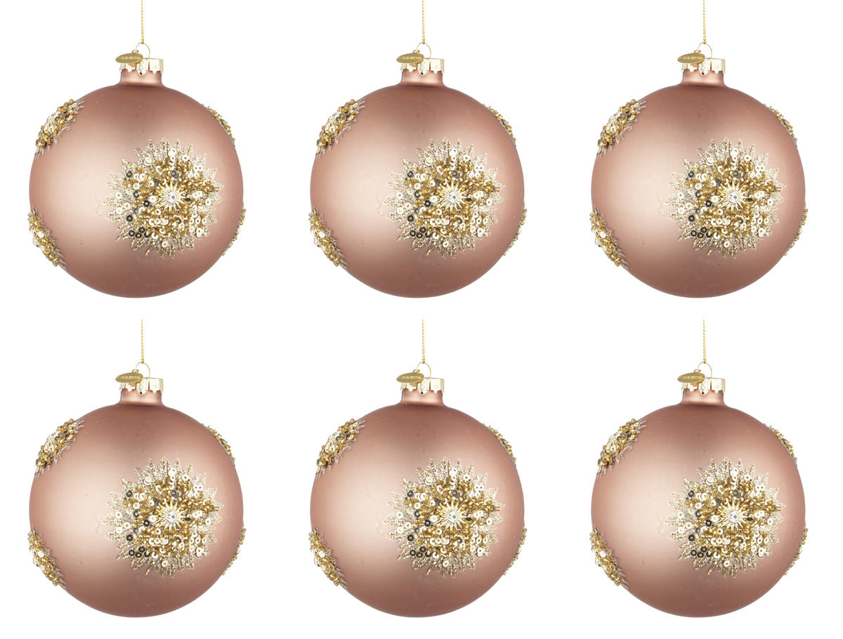 Palline di Natale in Vetro Oro Rosa Addobbi Decorazioni Albero Fairy Bizzotto Diametro: 80 mm