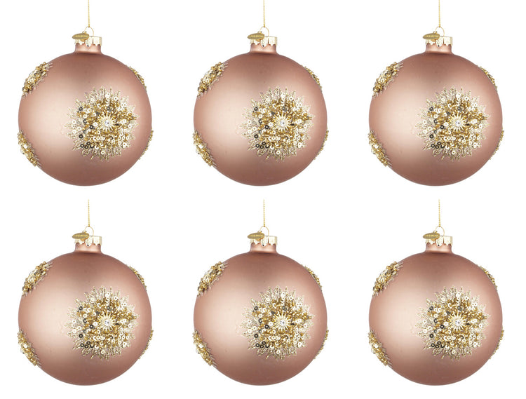 Palline di Natale in Vetro Oro Rosa Addobbi Decorazioni Albero Fairy Bizzotto Diametro: 80 mm