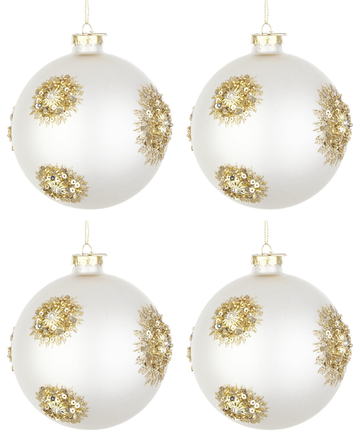 Palline di Natale in Vetro Bianco Oro Addobbi Decorazioni Albero Fairy Bizzotto Diametro: 100 mm