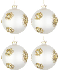 Palline di Natale in Vetro Bianco Oro Addobbi Decorazioni Albero Fairy Bizzotto Diametro: 100 mm