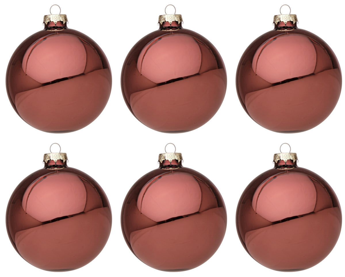 Palline di Natale in Vetro Bossa Nova Rosso Lucido Addobbi Decorazioni Albero Diametro: 60 mm