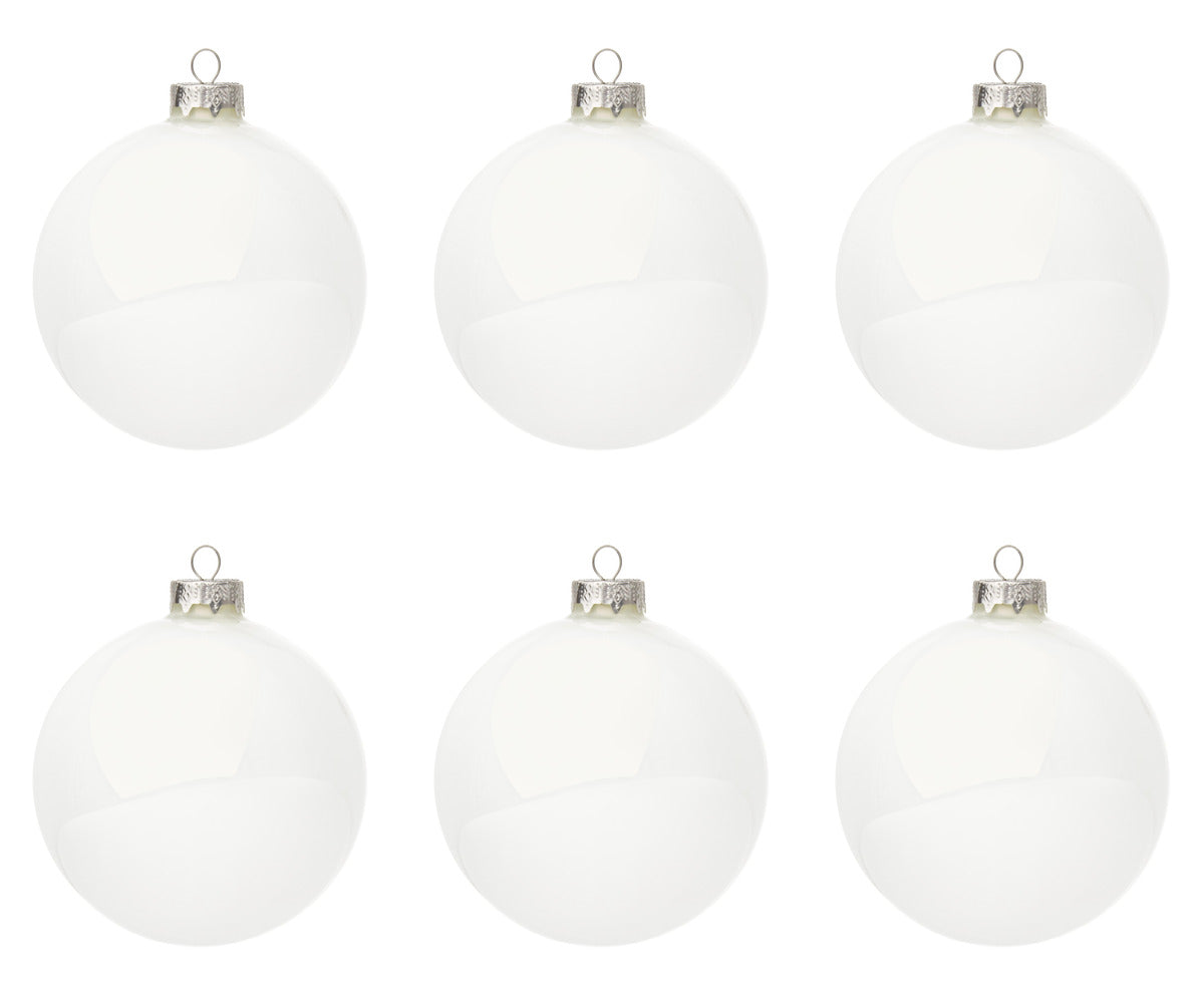 Palle di Natale Vetro Bianche Moderne per Albero Addobbi Decorazioni Natalizie Diametro: 60 mm