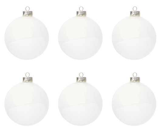 Palle di Natale Vetro Bianche Moderne per Albero Addobbi Decorazioni Natalizie Diametro: 60 mm