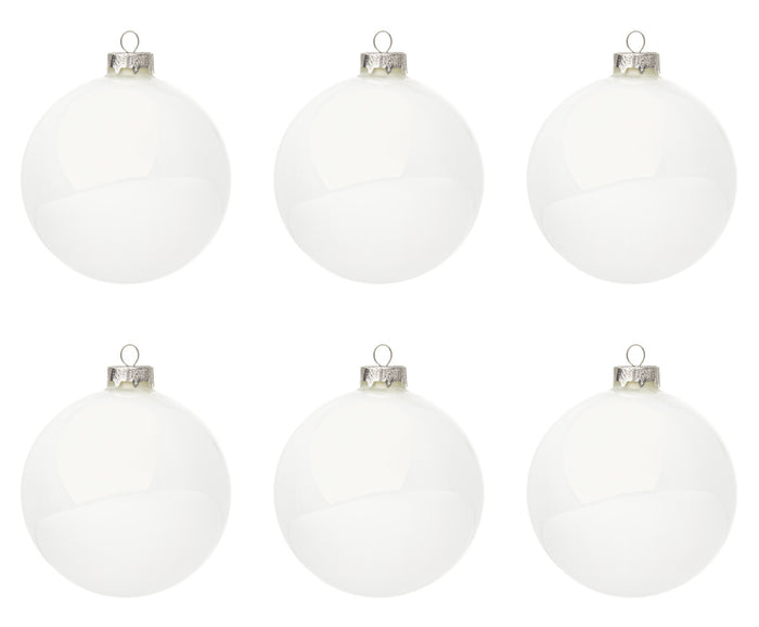 Palle di Natale Vetro Bianche Moderne per Albero Addobbi Decorazioni Natalizie Diametro: 60 mm