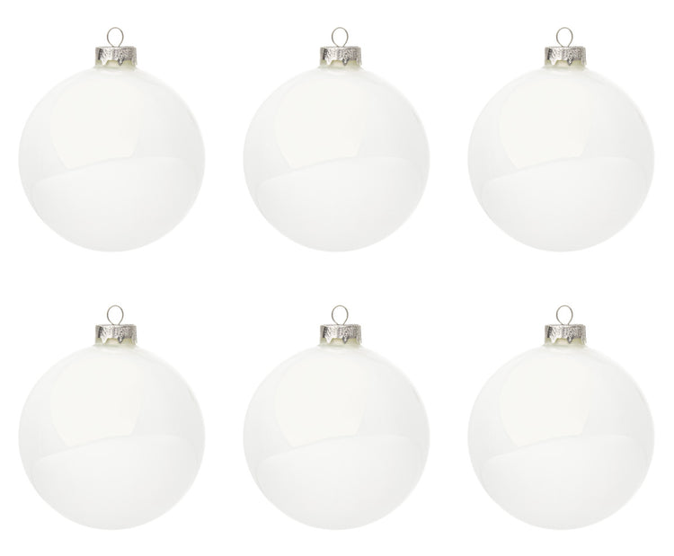 Palle di Natale Vetro Bianche Moderne per Albero Addobbi Decorazioni Natalizie Diametro: 60 mm