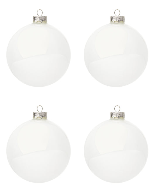 Palle di Natale Vetro Bianche Moderne per Albero Addobbi Decorazioni Natalizie Diametro: 60 mm