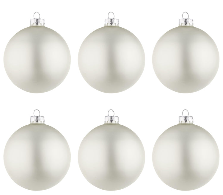 Palline di Natale in Vetro Bianco Opaco Addobbi Decorazioni Albero Bizzotto Diametro: 80 mm