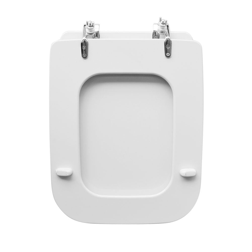 Sedile wc bianco per Ideal Standard vaso Conca larghezza 34 cm cerniere fisse