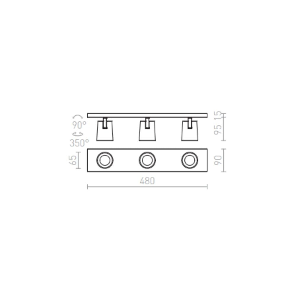 Faretto KENNY III plafoniera/applique bianco/nero  230V GU10 3x35W