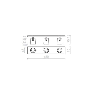 Faretto KENNY III plafoniera/applique  alluminio pettinato/nero 230V GU10 3x35W