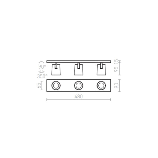 Faretto KENNY III plafoniera/applique nero/oro  230V GU10 3x35W