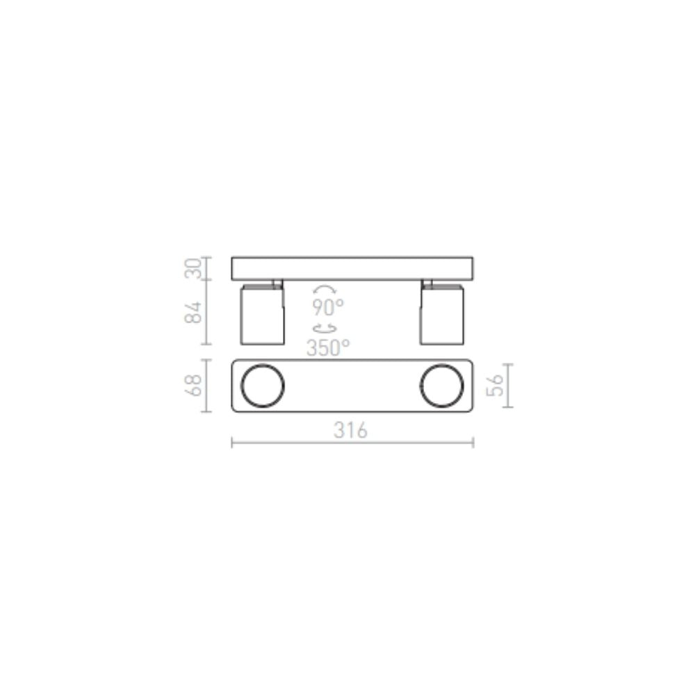 Faretto DUGME II bianco/grigio antracite 230V GU10 2x35W