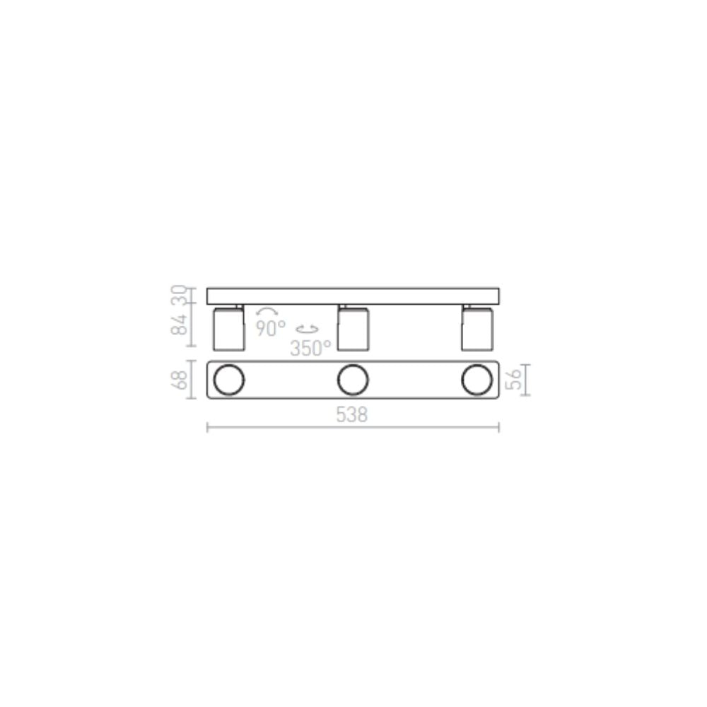 Faretto DUGME III bianco/grigio antracite 230V GU10 3x35W