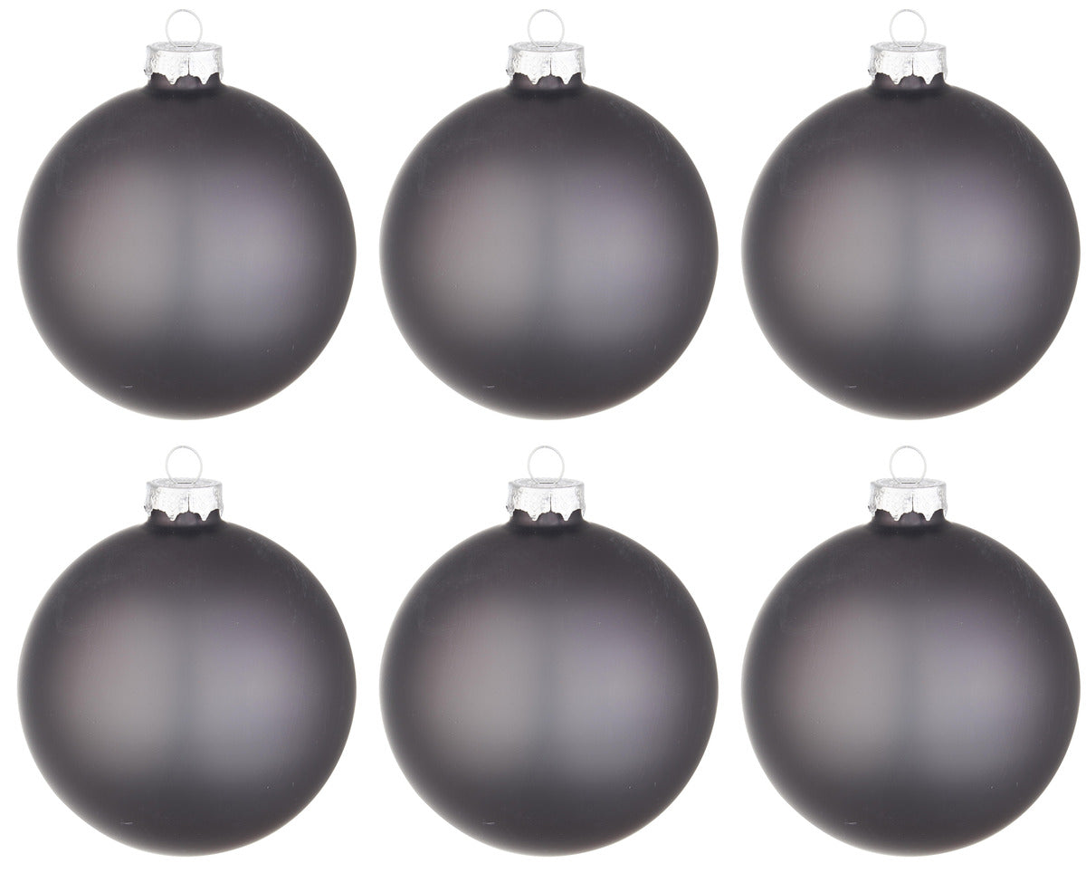 Palline di Natale in Vetro Grigio Opaco Lucido Addobbi Decorazioni Albero Diametro: 80 mm