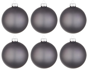 Palline di Natale in Vetro Grigio Opaco Lucido Addobbi Decorazioni Albero Diametro: 80 mm