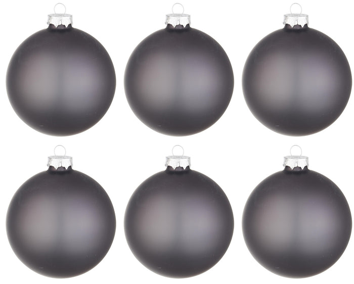 Palline di Natale in Vetro Grigio Opaco Lucido Addobbi Decorazioni Albero Diametro: 80 mm