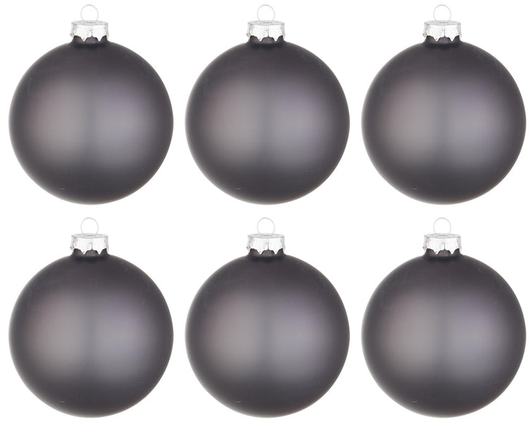 Palline di Natale in Vetro Grigio Opaco Lucido Addobbi Decorazioni Albero Diametro: 80 mm