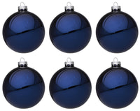 Palline di Natale in Vetro Blu Lucido Addobbi Decorazioni Natalizie Albero Diametro: 60 mm