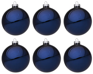 Palline di Natale in Vetro Blu Lucido Addobbi Decorazioni Natalizie Albero Diametro: 60 mm