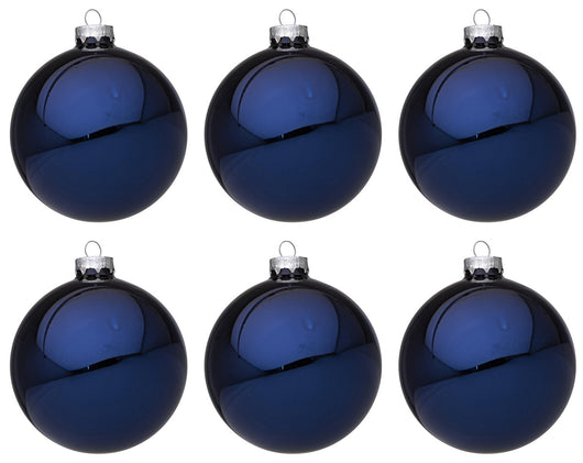 Palline di Natale in Vetro Blu Lucido Addobbi Decorazioni Natalizie Albero Diametro: 60 mm