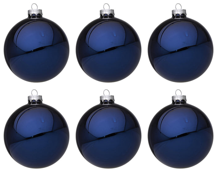 Palline di Natale in Vetro Blu Lucido Addobbi Decorazioni Natalizie Albero Diametro: 60 mm