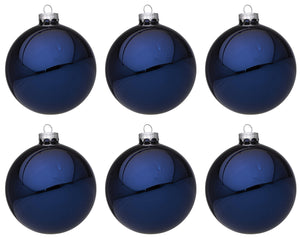 Palline di Natale in Vetro Blu Lucido Addobbi Decorazioni Natalizie Albero Diametro: 80 mm