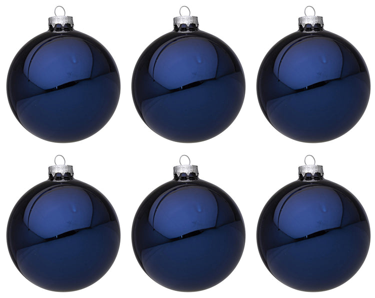 Palline di Natale in Vetro Blu Lucido Addobbi Decorazioni Natalizie Albero Diametro: 80 mm