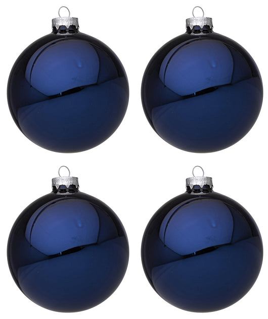 Palline di Natale in Vetro Blu Lucido Addobbi Decorazioni Natalizie Albero Diametro: 100 mm