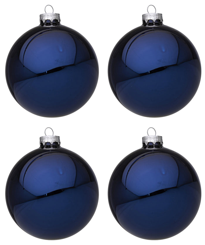 Palline di Natale in Vetro Blu Lucido Addobbi Decorazioni Natalizie Albero Diametro: 100 mm