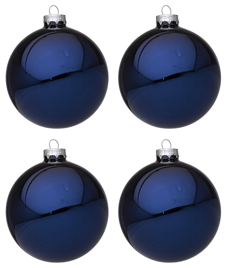 Palline di Natale in Vetro Blu Lucido Addobbi Decorazioni Natalizie Albero Diametro: 100 mm