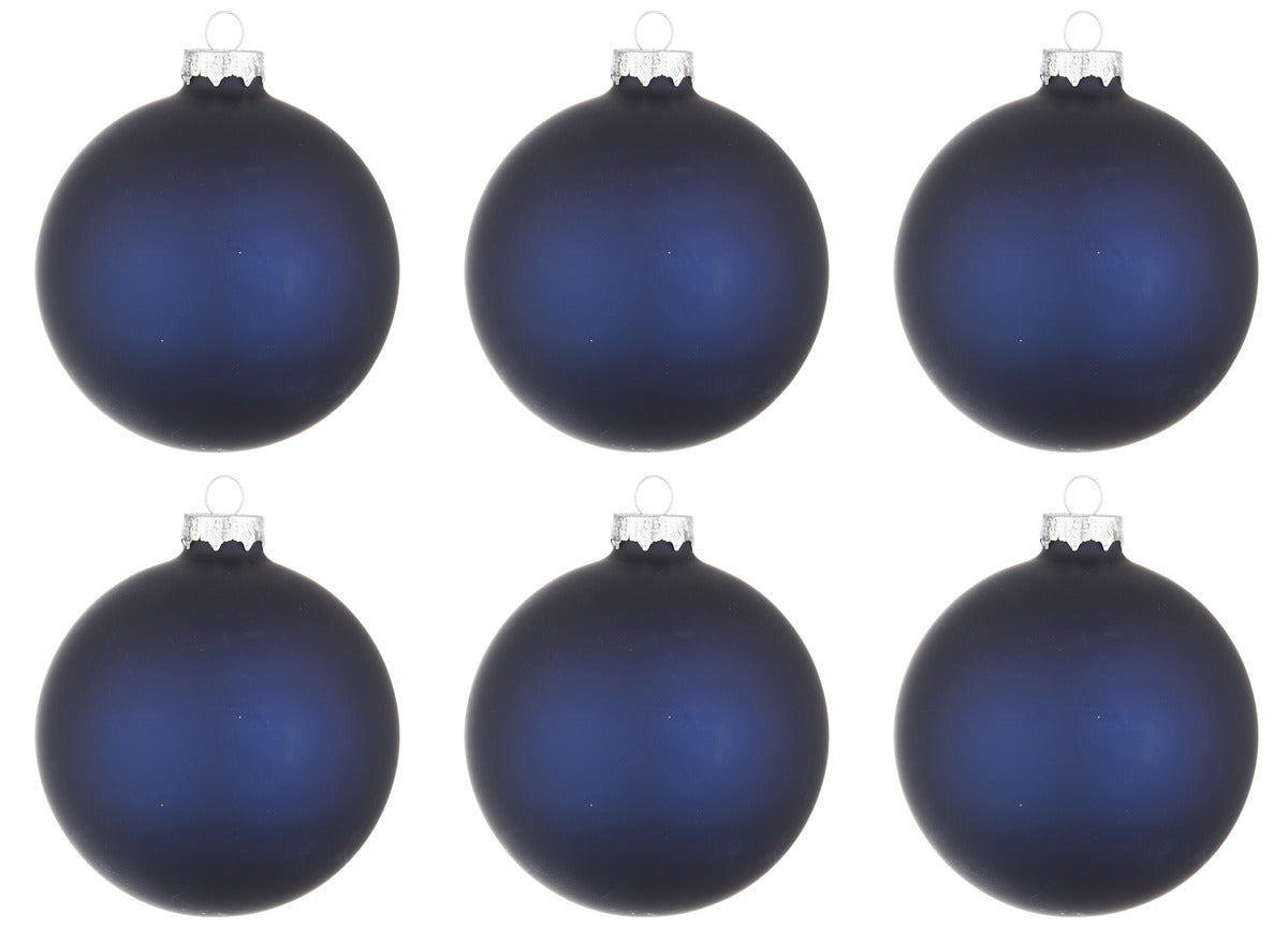 Palline di Natale in Vetro Blu Opaco Addobbi Decorazioni Natalizie Albero Diametro: 60 mm