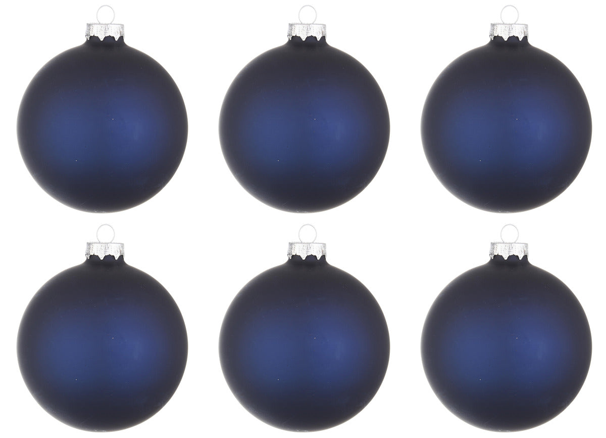 Palline di Natale in Vetro Blu Opaco Addobbi Decorazioni Natalizie Albero Diametro: 80 mm