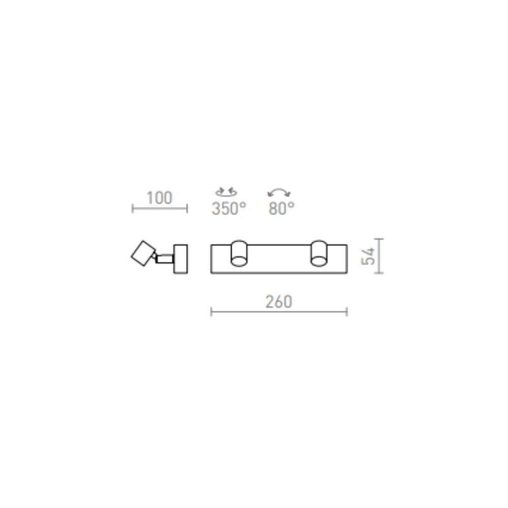 Faretto TRICA II da parete bianco  230V GU10 2x25W