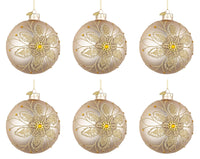 Palline di Natale in Vetro Champagne Oro a Fiori Addobbi Decorazioni Albero Diametro: 80 mm