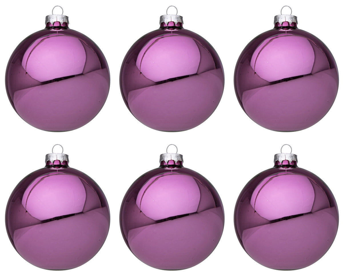 Palline di Natale in Vetro Rosa Scuro Lucido Addobbi Decorazioni Albero Diametro: 60 mm