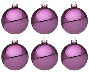 Palline di Natale in Vetro Rosa Scuro Lucido Addobbi Decorazioni Albero Diametro: 60 mm